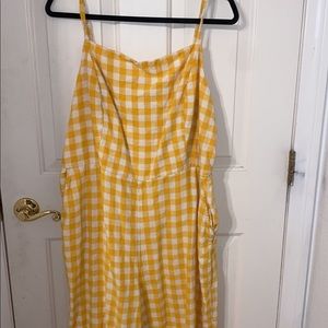 Yellow and white checkered jumpsuit